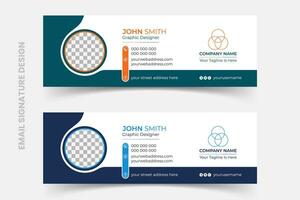 Minimal corporate email signature design template for all business with 2-color concept vector