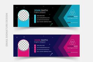 Email Signature Template Design Modern, Abstract, Colorful, Corporate, Modern, Professional Email Signature. A flat versatile business email signature in cyan and pink vector