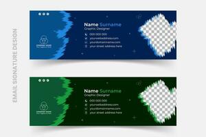 Corporate, modern and professional email signature, creative versatile business email signature, green and blue abstract email signature template design vector