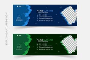 Corporate, modern and professional email signature, creative versatile business email signature, green and blue abstract email signature template design vector