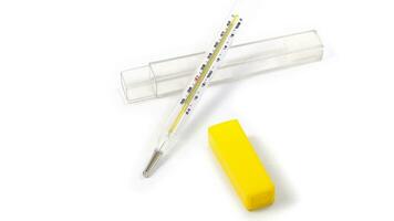 Glass Thermometer, Mercury Thermometer Isolated photo