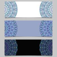 Geometrical colorful gemstone mandala banner background set - abstract vector graphics with round geometry