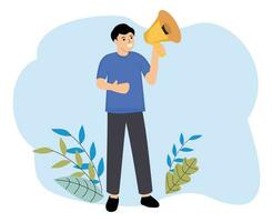 man hold megaphone or promotion concept.eps vector