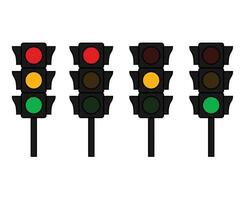 traffic light icon or stoplight icon set with all three colors on vector