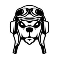 Bear Pilot Outline Design vector