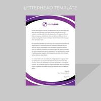 letterhead design template circular motion style in purple color scheme vector