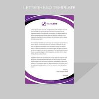 letterhead design template circular motion style in purple color scheme vector