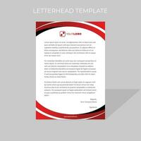 letterhead design template circular motion style in red color scheme vector