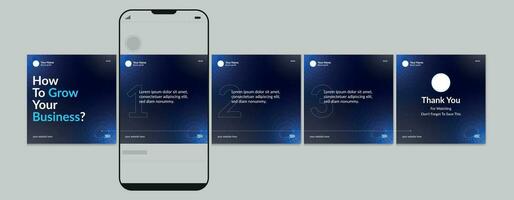 Set Of Carousel Post Template, Editable carousel post, social media carousel post for business vector