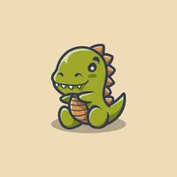 Cute Dino Character Kawaii Vector Design