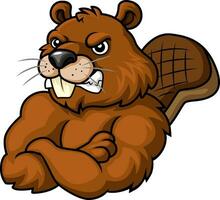 Angry beaver cartoon on white background vector