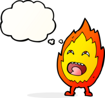 cartoon flame character with thought bubble png