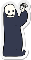 sticker of a cartoon waving halloween ghoul png