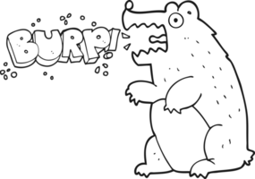 black and white cartoon bear burping png