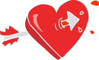 flat color illustration of a cartoon arrow through heart flat color illustration of a cartoon png