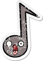 distressed sticker of a cute cartoon musical note png