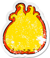 retro distressed sticker of a cartoon flame border png