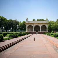 Architectural details of Lal Qila - Red Fort situated in Old Delhi, India, View inside Delhi Red Fort the famous Indian landmarks photo