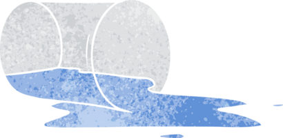 retro cartoon doodle of a spilt glass png