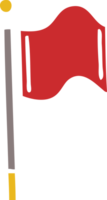 drapeau rouge de dessin animé rétro couleur plate png