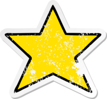 distressed sticker of a cute cartoon gold star png