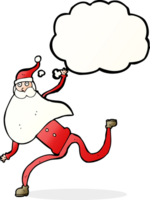 cartoon running santa with thought bubble png