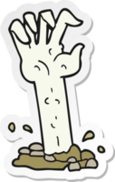 sticker of a cartoon zombie hand rising from ground png