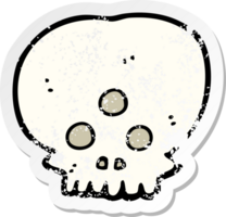 retro distressed sticker of a cartoon mystic skull png