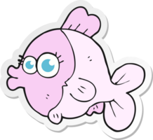 sticker of a funny cartoon fish with big pretty eyes png