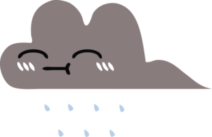 platt färg retro tecknad storm regn moln png