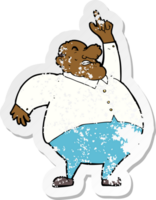 retro distressed sticker of a cartoon big fat boss png