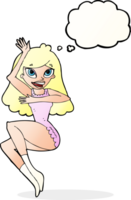 tecknad serie kvinna i underkläder med trodde bubbla png