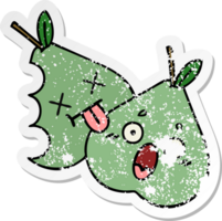 distressed sticker of a cute cartoon green pear png