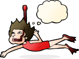 cartoon swimmer with snorkel with thought bubble png