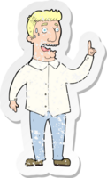 retro distressed sticker of a cartoon stressed man png