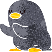 eigenzinnige retro illustratiestijl cartoon pinguïn png