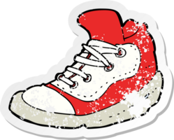 Retro-Distressed-Aufkleber eines Cartoon-Sneakers png