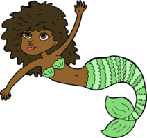 sirena bonita de dibujos animados agitando png