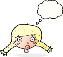 cartoon confused female face with thought bubble png