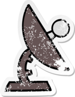 verontruste sticker van een schattige cartoon-satellietschotel png