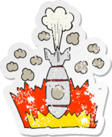 retro distressed sticker of a cartoon falling bomb png