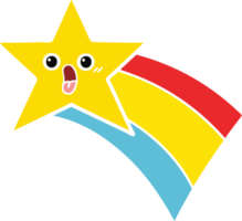 estrella del arco iris fugaz de dibujos animados retro de color plano png