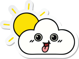 sticker of a cute cartoon sun and cloud png