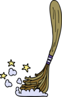 cartoon doodle magic broom png