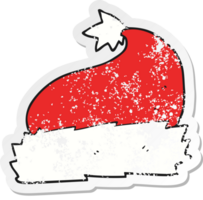 retro distressed sticker of a cartoon christmas hat png