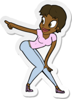 sticker of a cartoon pretty woman pointing png