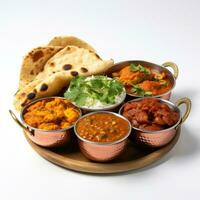 Indian style food meal lunch in white background photo