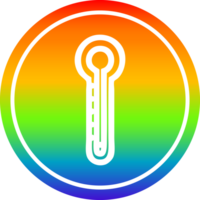 Thermomètre en verre circulaire dans le spectre arc-en-ciel png