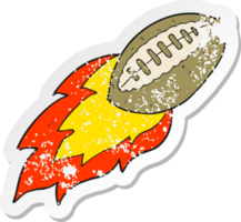 retro distressed sticker of a cartoon flying football png