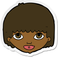 pegatina de un rostro femenino de dibujos animados png